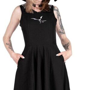 Swing Dress W/Pockets Embroidered Flying Bats & Web Collar Size 12 [NWT]